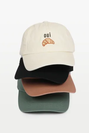LCAP3636 - OUI CROISSANT EMBROIDERED BASEBALL CAP