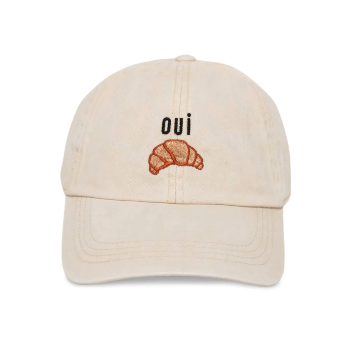 LCAP3636 - OUI CROISSANT EMBROIDERED BASEBALL CAP