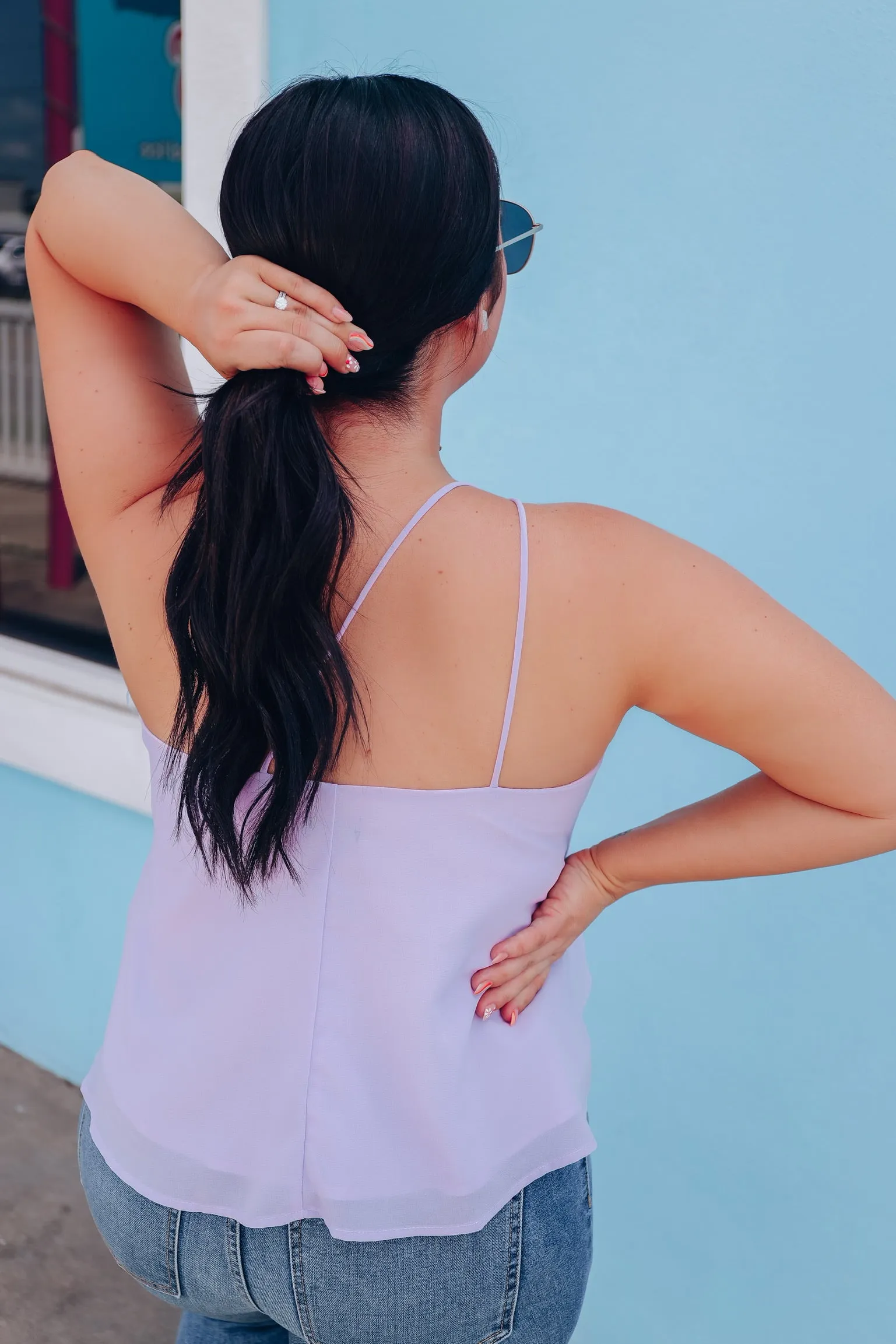 Liliana One-Shoulder Chiffon Top - Lavender