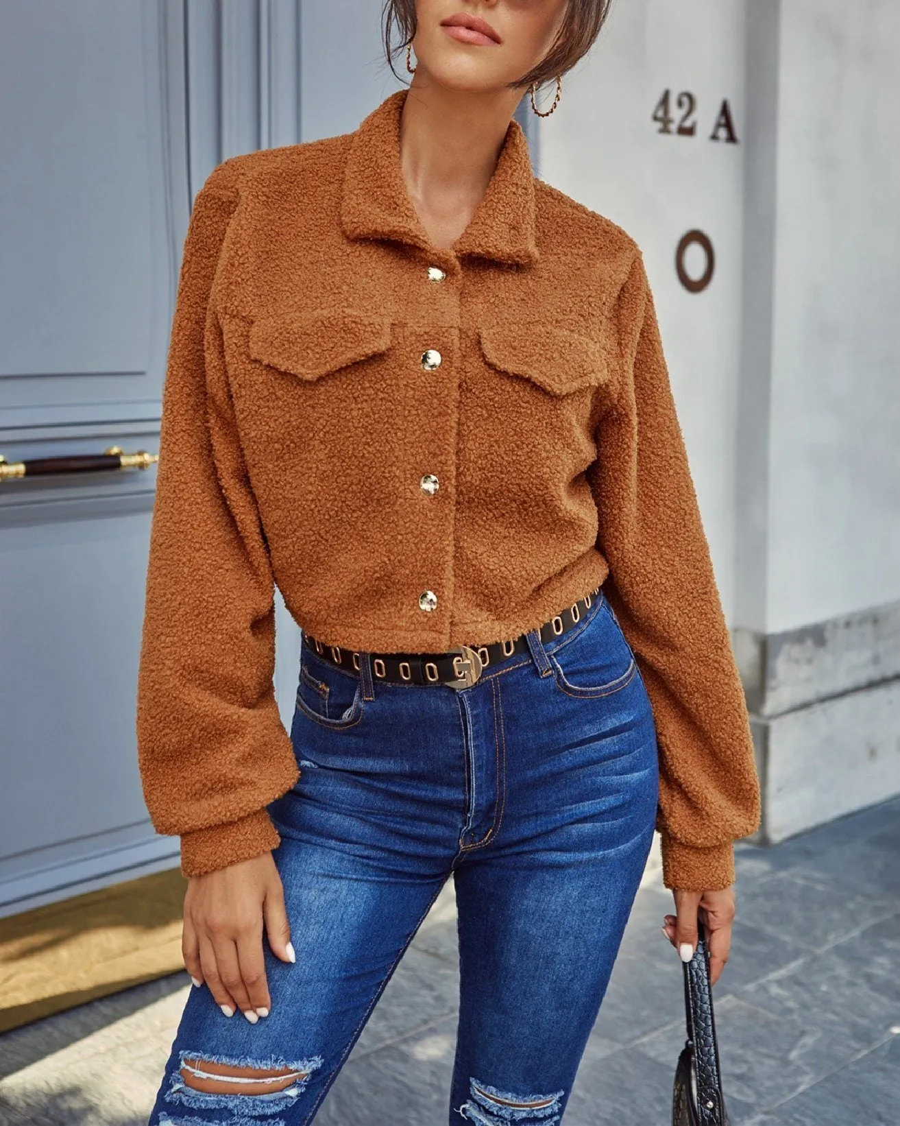 Loose Lapel Casual Short Coat