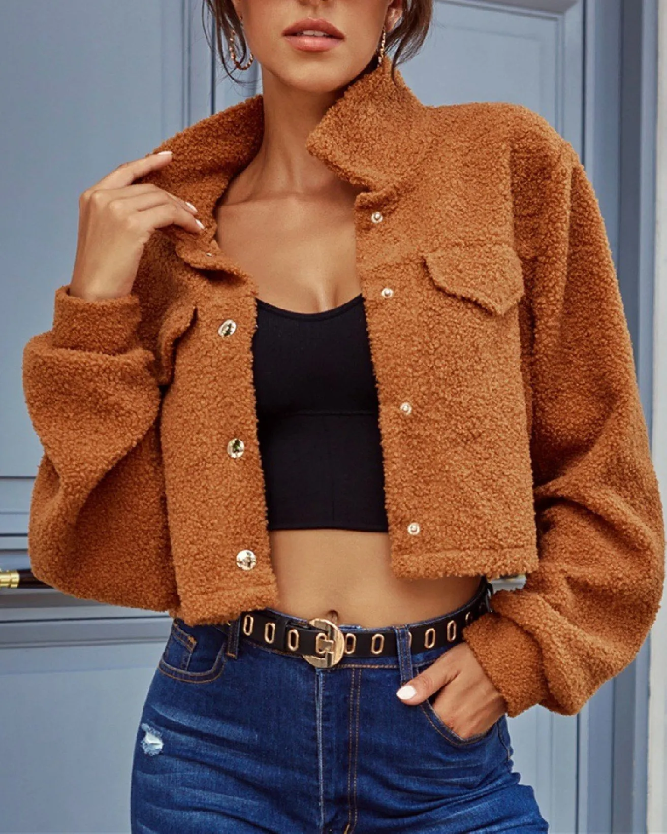 Loose Lapel Casual Short Coat