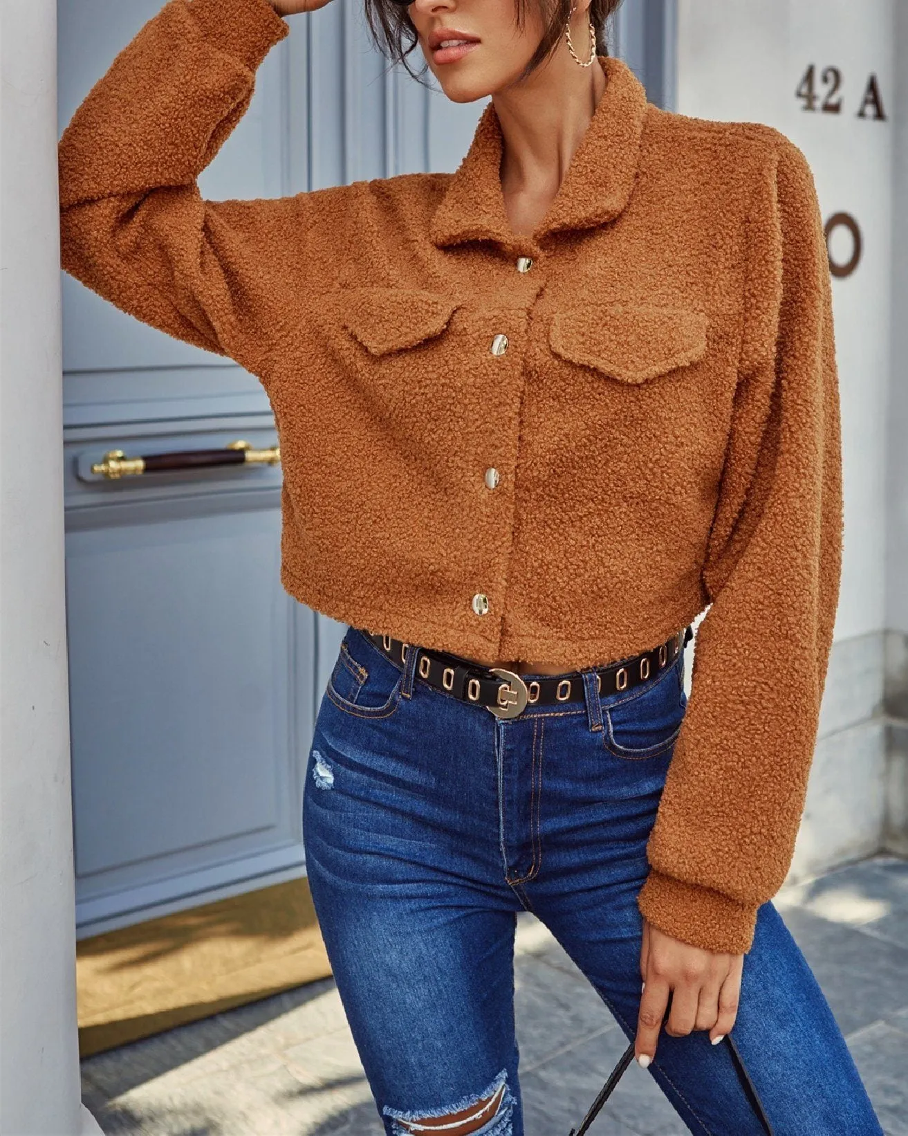 Loose Lapel Casual Short Coat