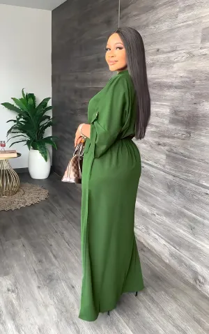 Loose Waisted Casual Side Slit Dress