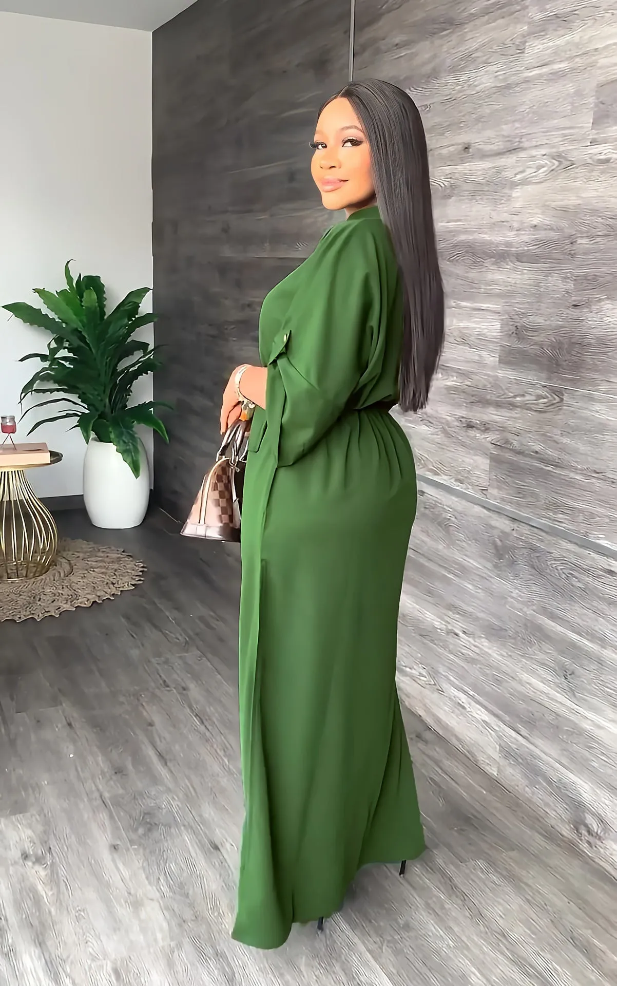 Loose Waisted Casual Side Slit Dress