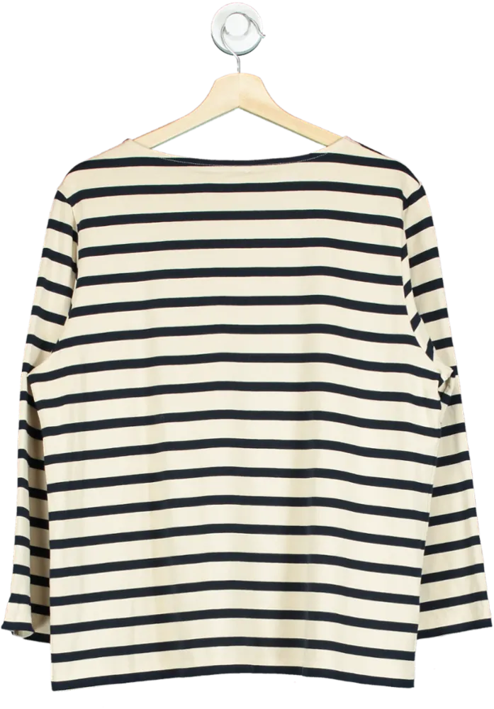 LOVE Navy/White Striped Boat Neck Top UK L