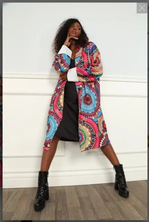 Luxe Moda LM-167 Modern Printed Multi Colored Coat