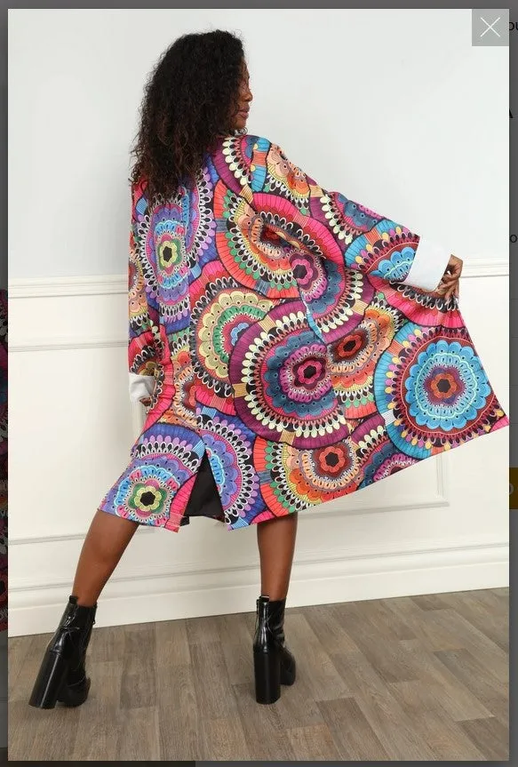 Luxe Moda LM-167 Modern Printed Multi Colored Coat