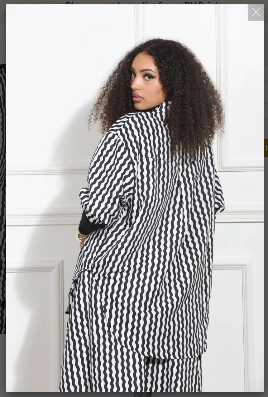 Luxe Moda LM-390 - Black White - Button Up 2 pc Skirt Set