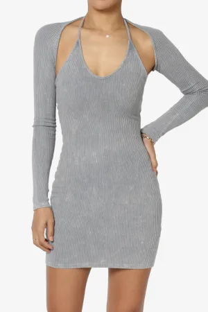 Lyndon Washed Ribbed Bodycon Dress with Shrug