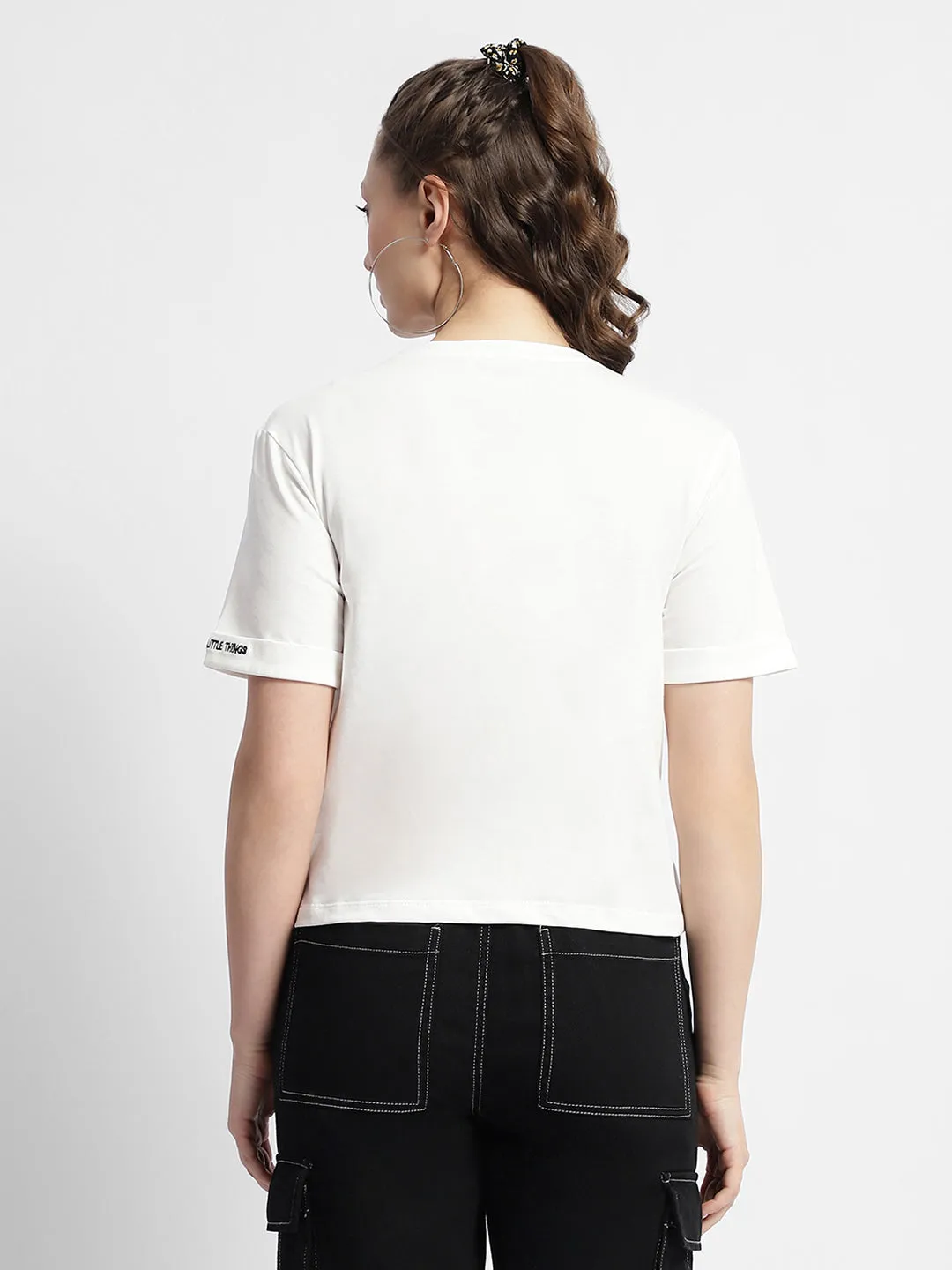 Madame Applique Pocket White Coloured T-Shirt