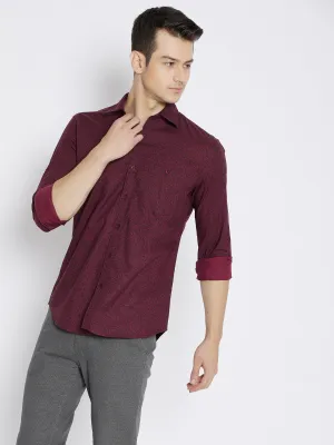 Maroon Printed Slim Fit shirt