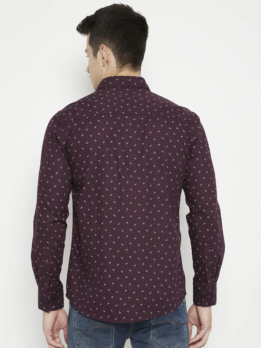 Maroon Printed Slim Fit shirt