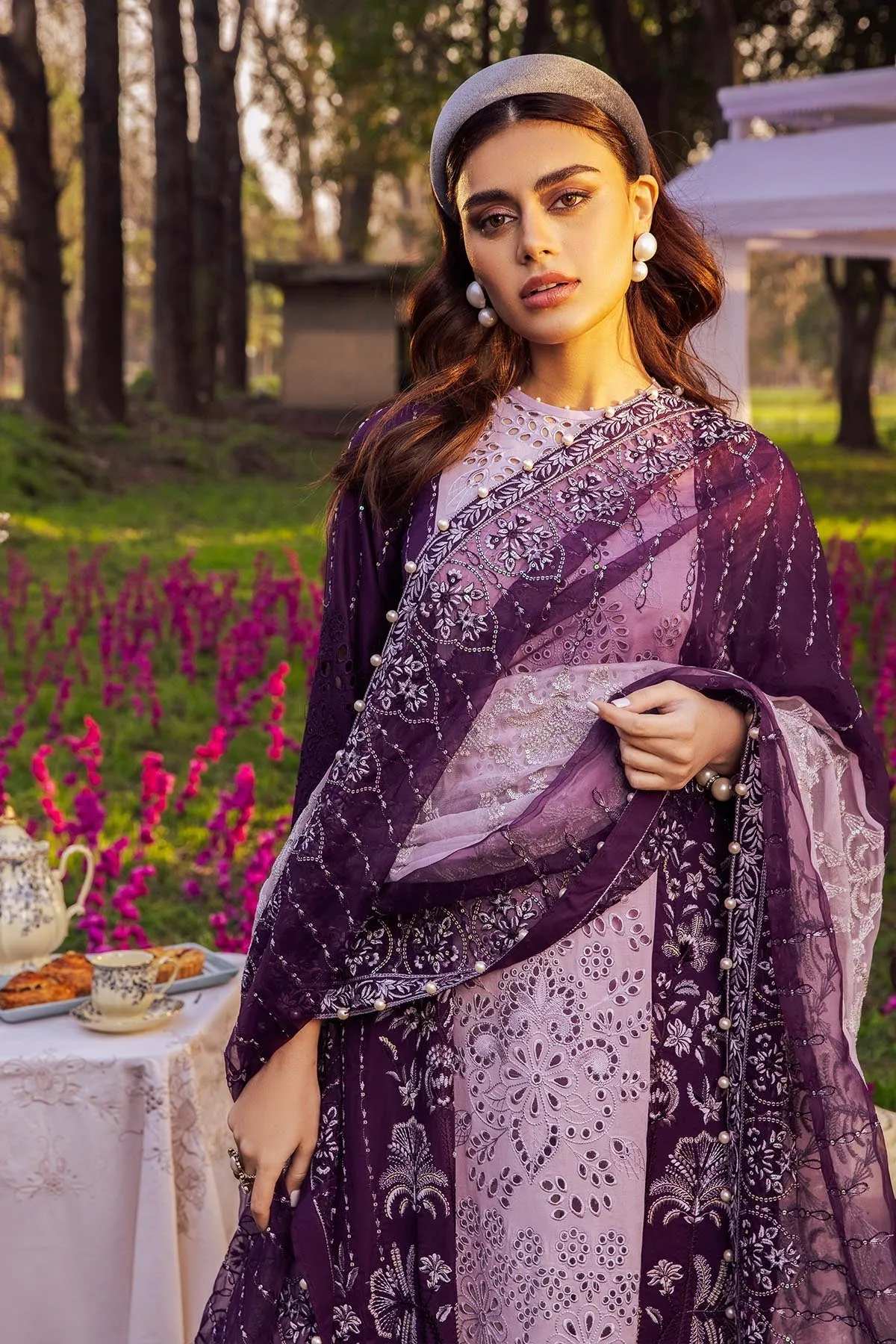 MAUVE NI-30 | Nureh Blooming Summers Exclusive  Luxury Lawn Collection 2022 | Unstitched Embroidered Lawn Suits