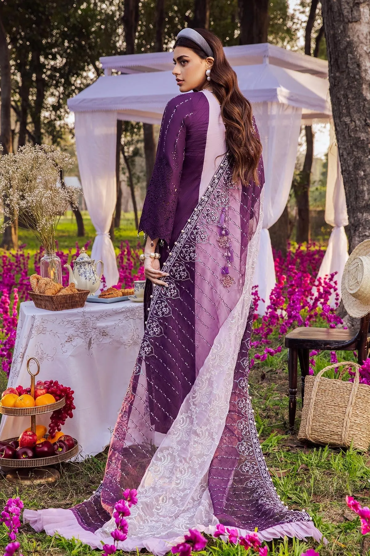 MAUVE NI-30 | Nureh Blooming Summers Exclusive  Luxury Lawn Collection 2022 | Unstitched Embroidered Lawn Suits