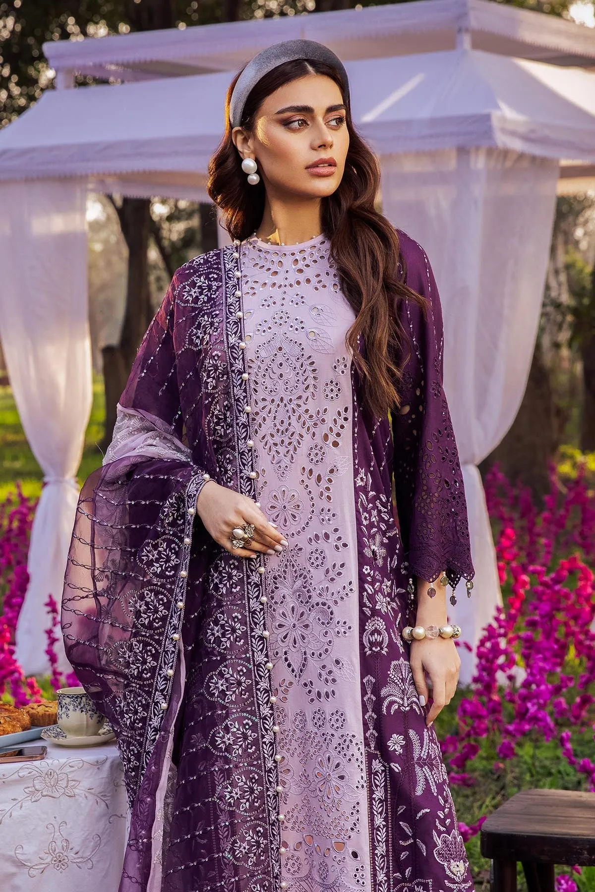 MAUVE NI-30 | Nureh Blooming Summers Exclusive  Luxury Lawn Collection 2022 | Unstitched Embroidered Lawn Suits
