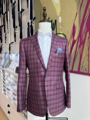 Mauve Plaid Bamboo Blazer
