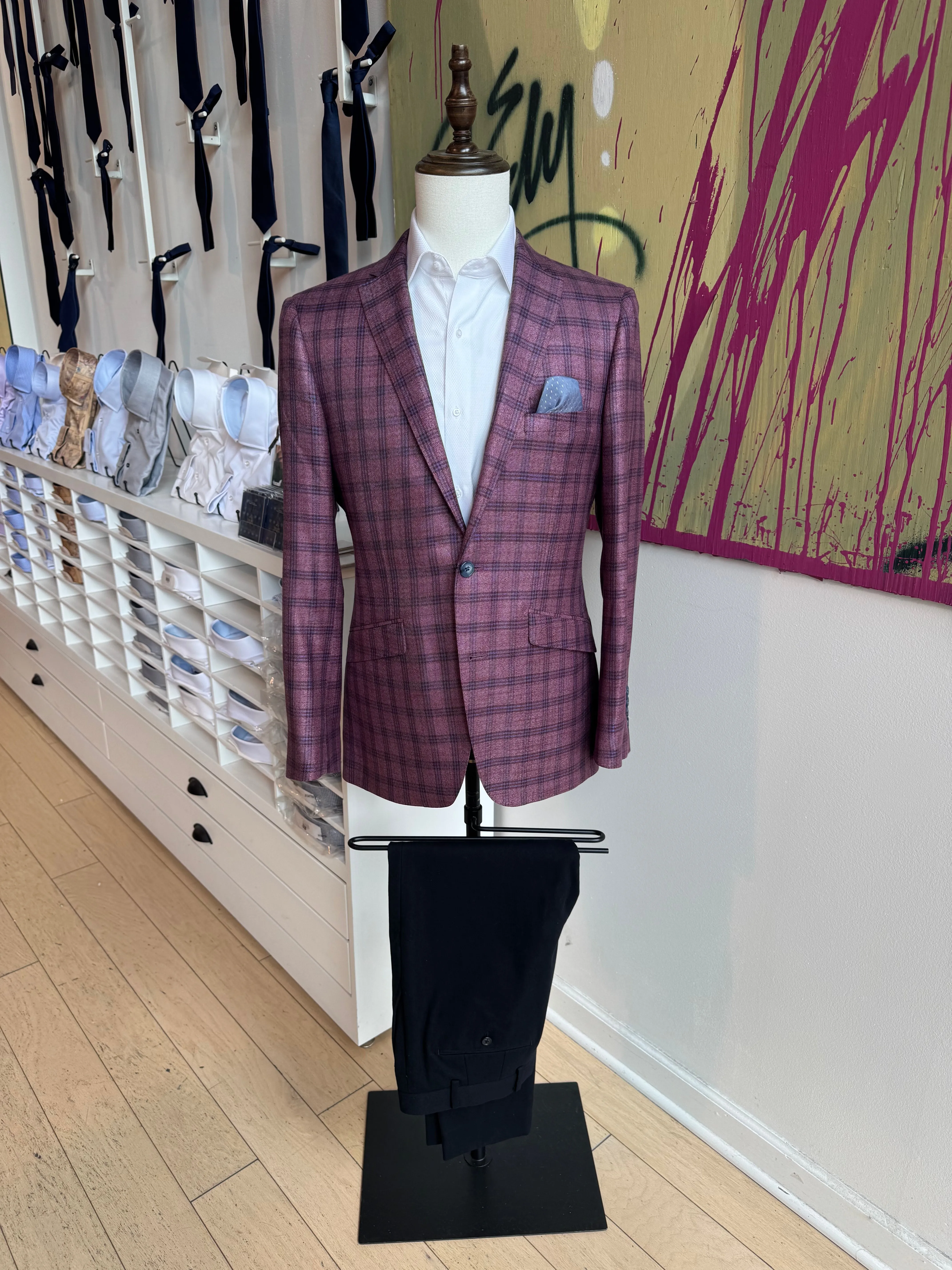 Mauve Plaid Bamboo Blazer