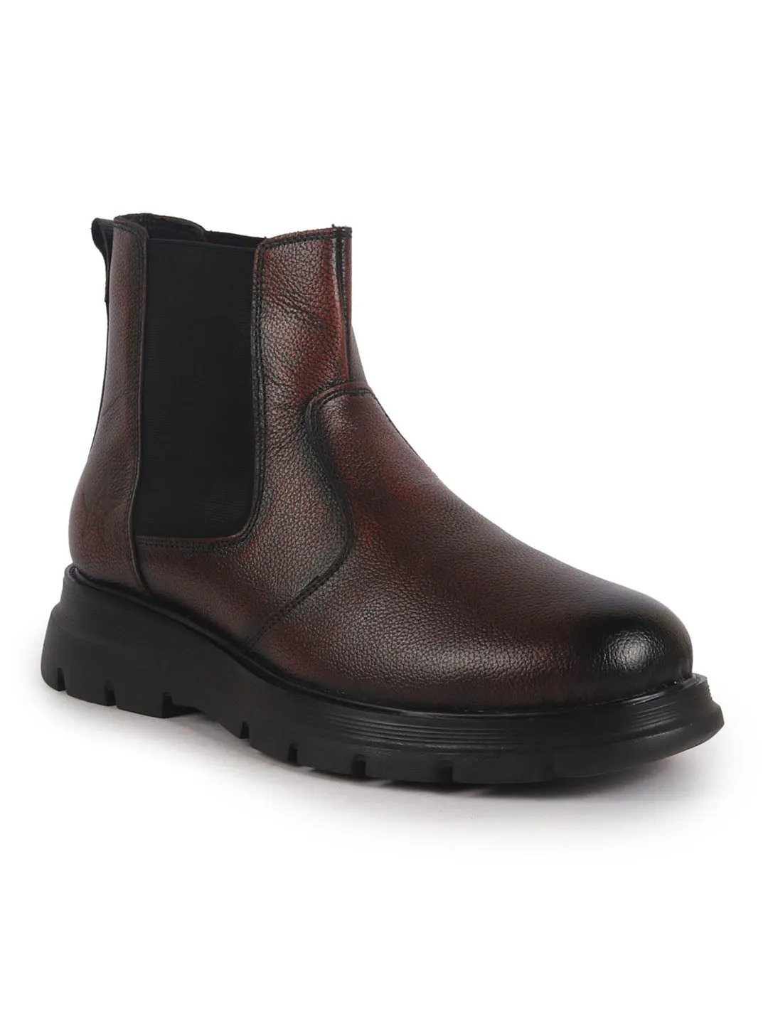 Men Tan Genuine Leather Slip On Boots|Chelsea Work Boots|Lightweight Memory Cushion Shoes|Formal Boots