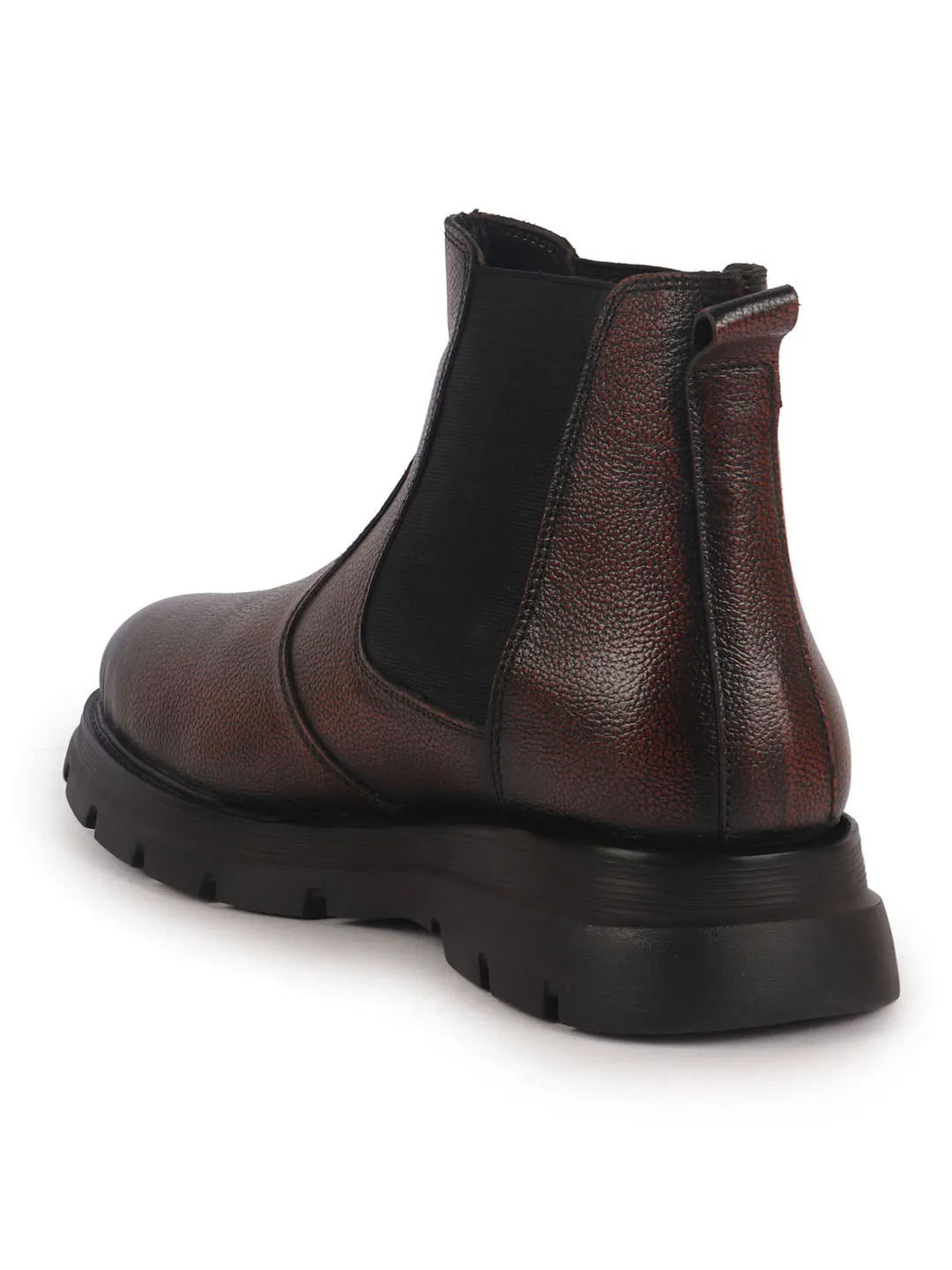 Men Tan Genuine Leather Slip On Boots|Chelsea Work Boots|Lightweight Memory Cushion Shoes|Formal Boots