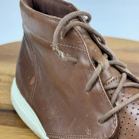 Mens Cole Haan Grand Os Watson II Brown Perforated Leather Chukka Boots Size 12