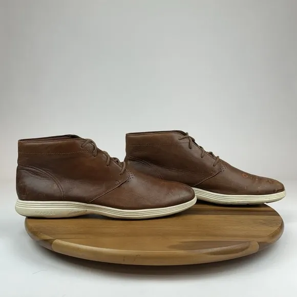 Mens Cole Haan Grand Os Watson II Brown Perforated Leather Chukka Boots Size 12