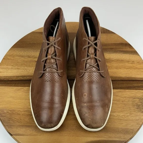 Mens Cole Haan Grand Os Watson II Brown Perforated Leather Chukka Boots Size 12
