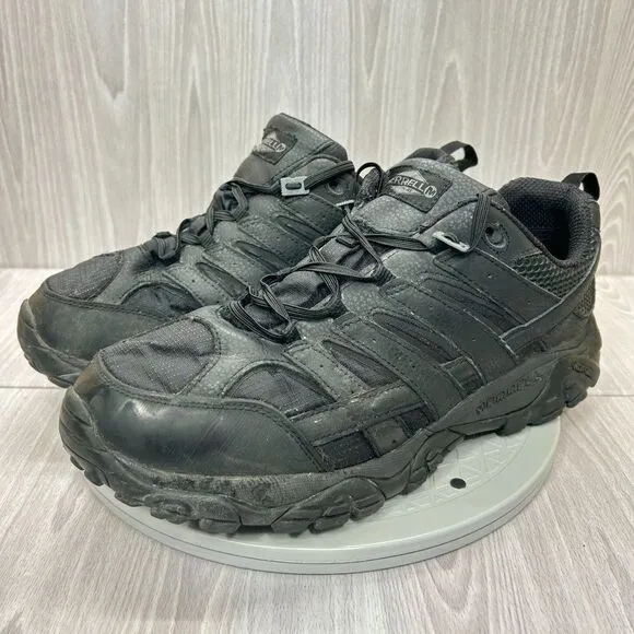 Merrell Mens Moab 2 Outdoor Tactical Black Leather Hiking Work Shoe Sz 13 Wide