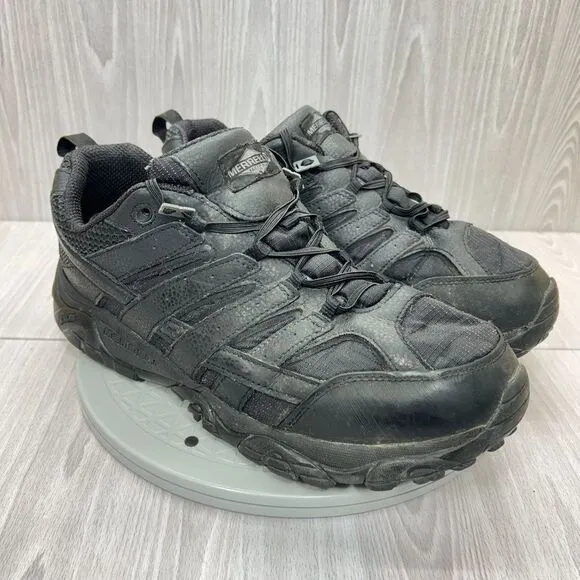 Merrell Mens Moab 2 Outdoor Tactical Black Leather Hiking Work Shoe Sz 13 Wide
