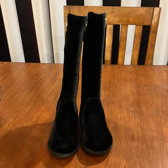 Michael Kors Emma Lily black velour boots new girls toddlers