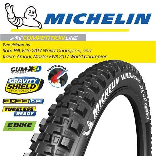 Michelin Wild Enduro Rear Gum-x3d 27.5 X 2.4 Folding Tyre