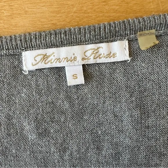 MINNIE ROSE SWEATER S V NECK TENCEL SILK NYLON LONG LENGTH OVERSIZED CASUAL GRAY