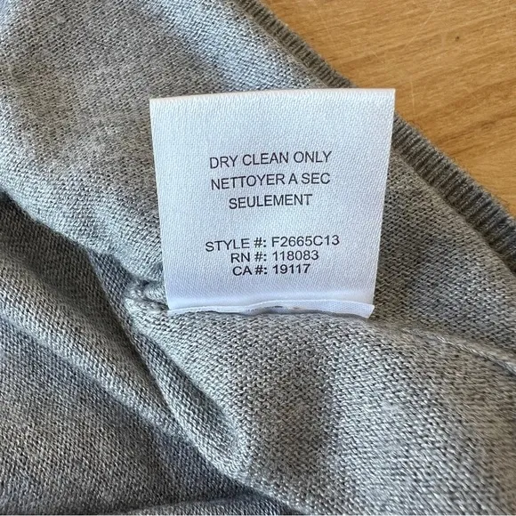 MINNIE ROSE SWEATER S V NECK TENCEL SILK NYLON LONG LENGTH OVERSIZED CASUAL GRAY