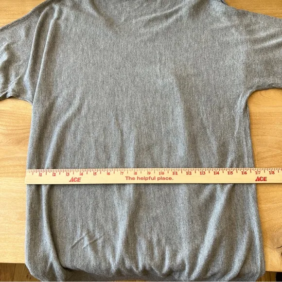 MINNIE ROSE SWEATER S V NECK TENCEL SILK NYLON LONG LENGTH OVERSIZED CASUAL GRAY