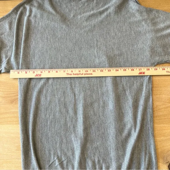 MINNIE ROSE SWEATER S V NECK TENCEL SILK NYLON LONG LENGTH OVERSIZED CASUAL GRAY
