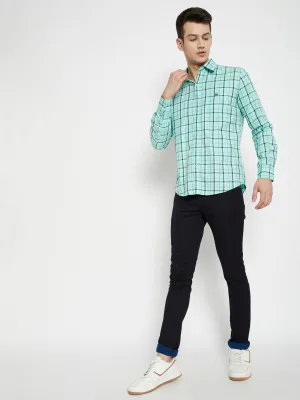 Mint Green Checked Slim Fit shirt