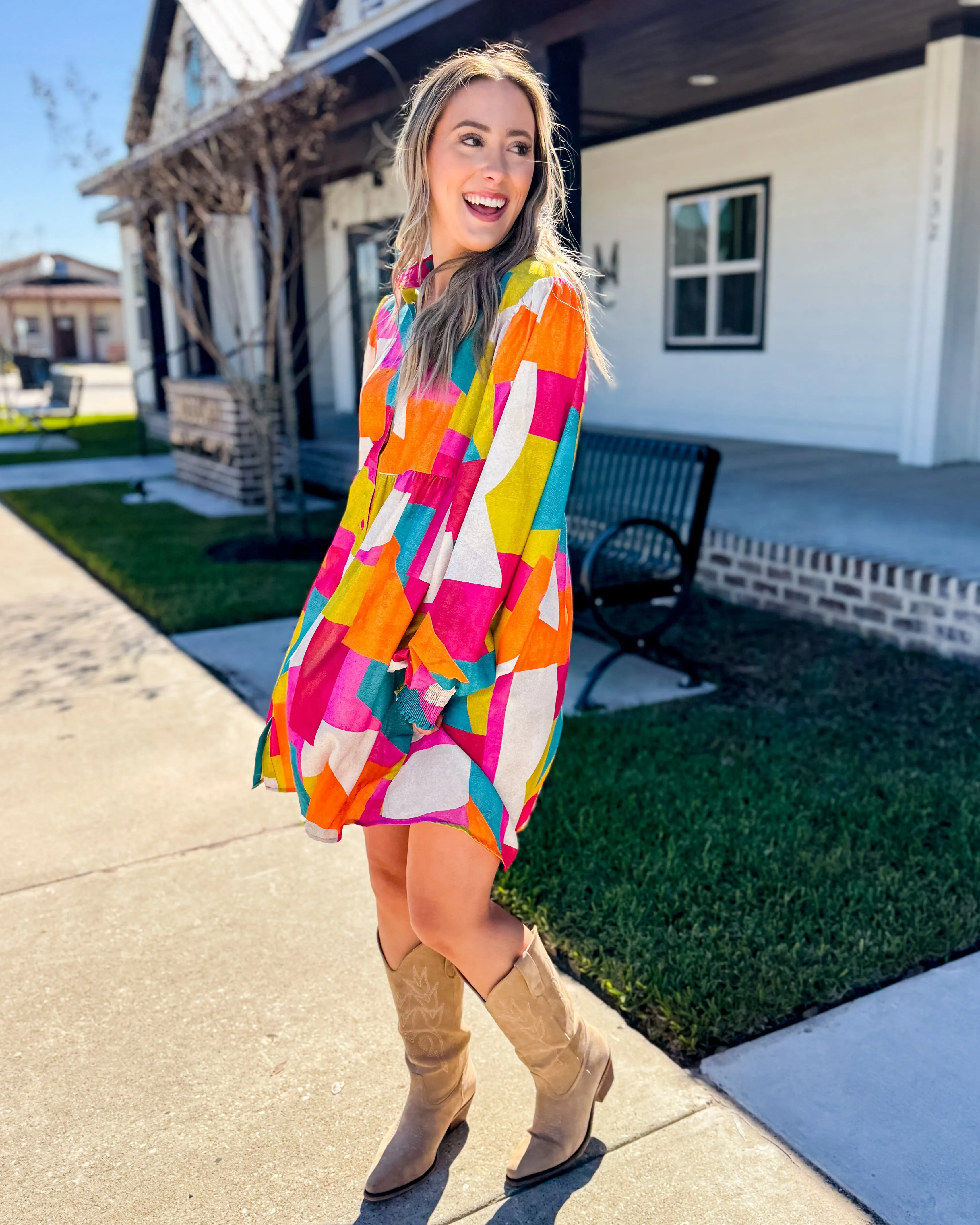 Multicolor Print Baby Doll Dress