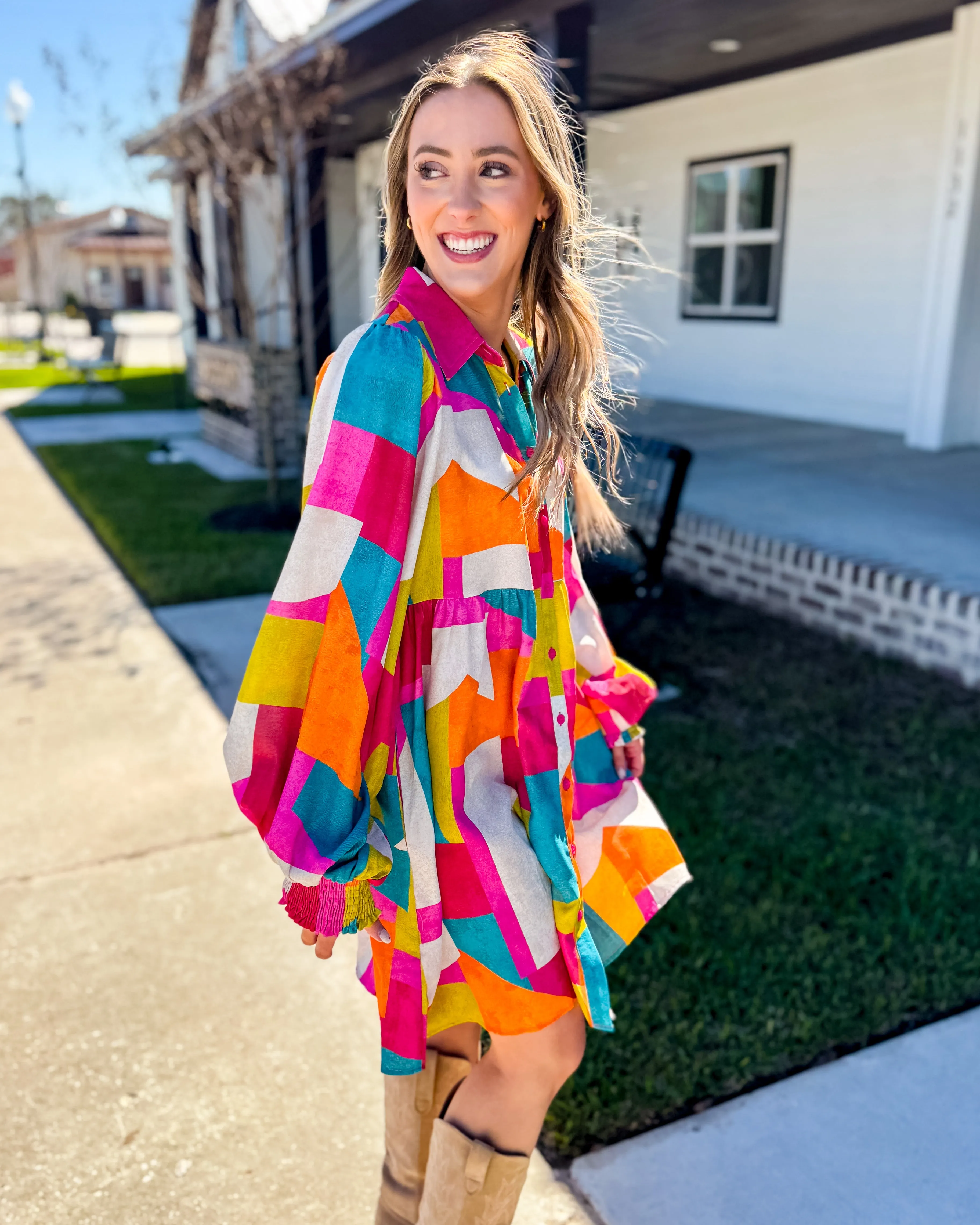 Multicolor Print Baby Doll Dress