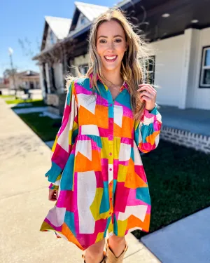 Multicolor Print Baby Doll Dress