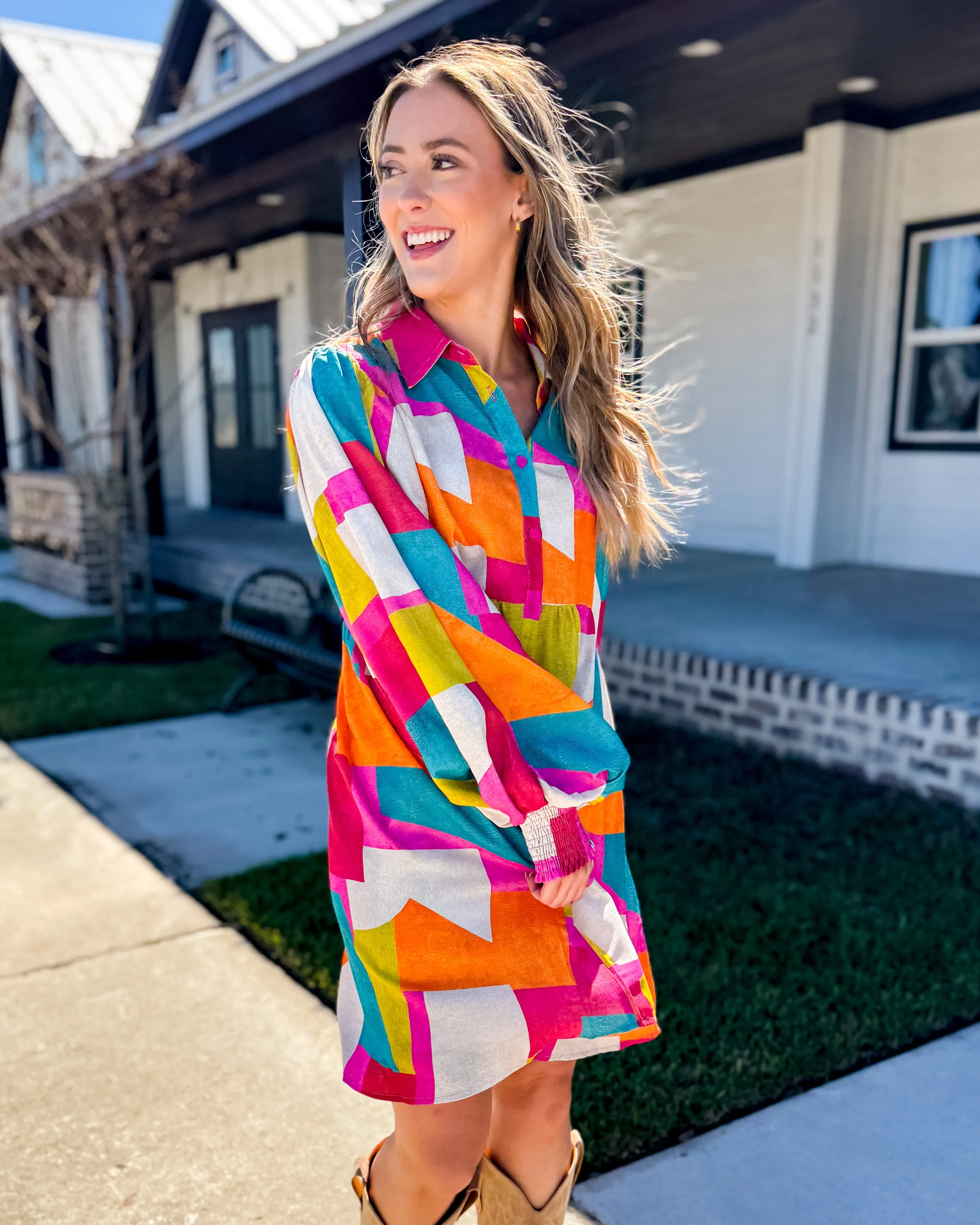 Multicolor Print Baby Doll Dress