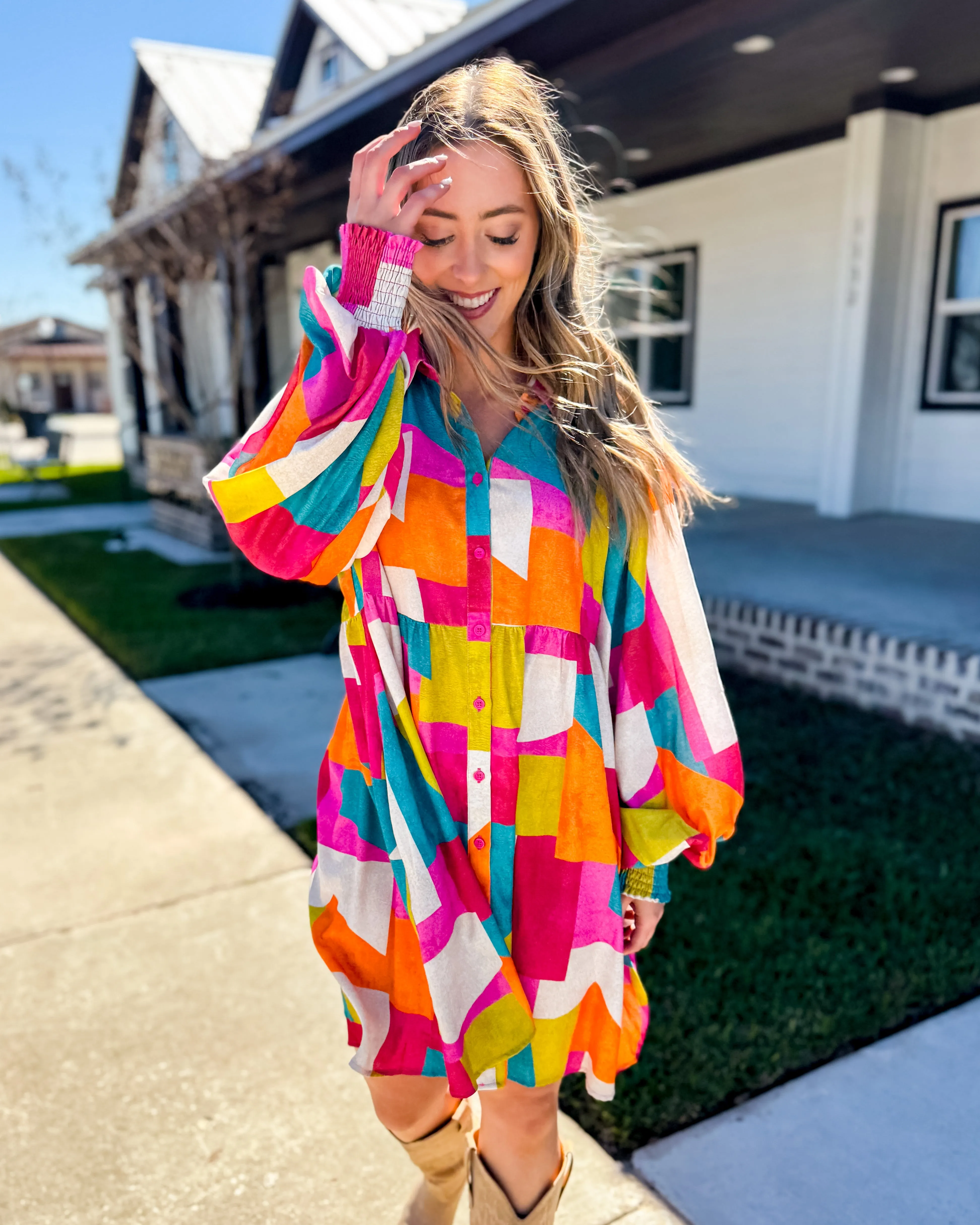 Multicolor Print Baby Doll Dress