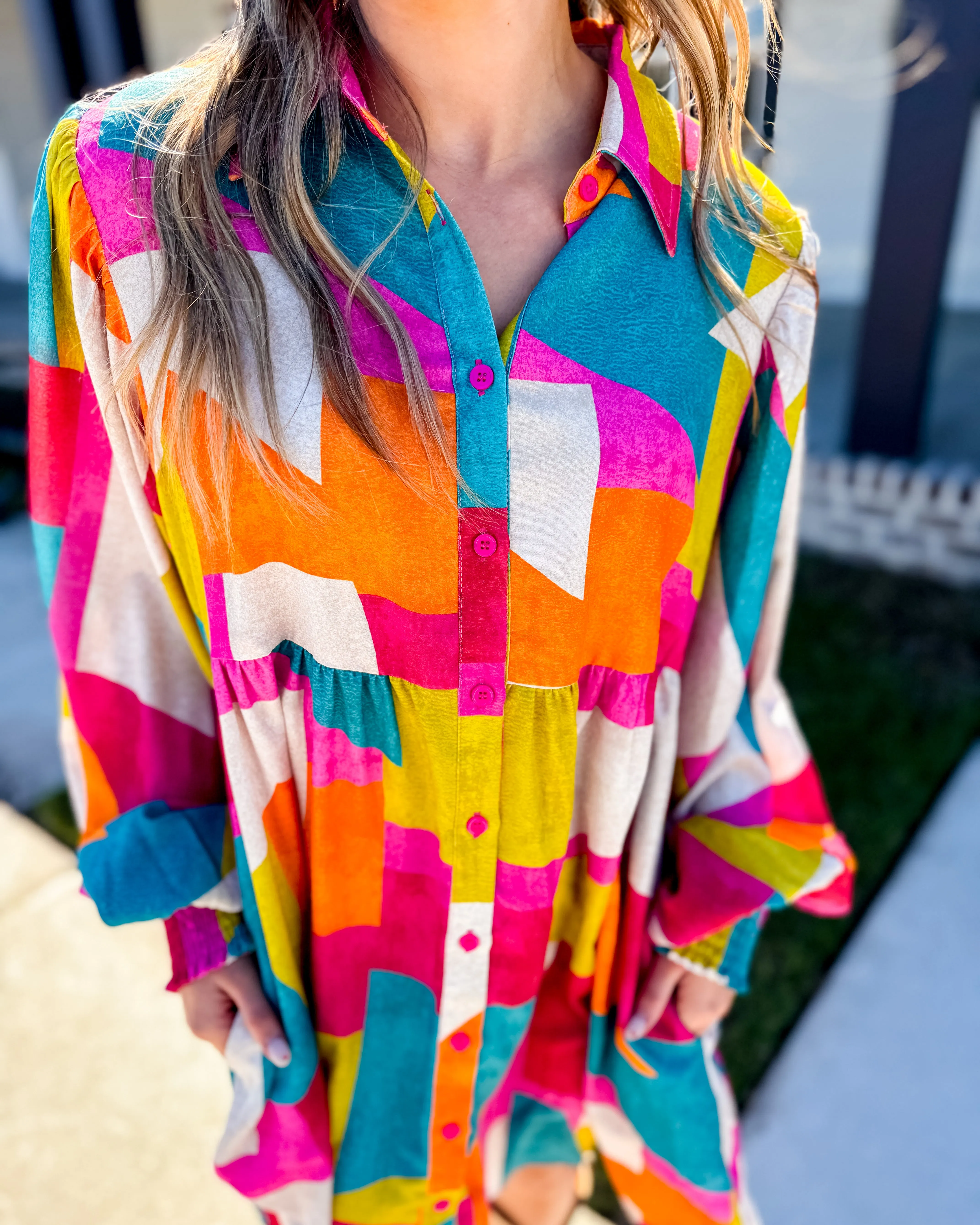 Multicolor Print Baby Doll Dress