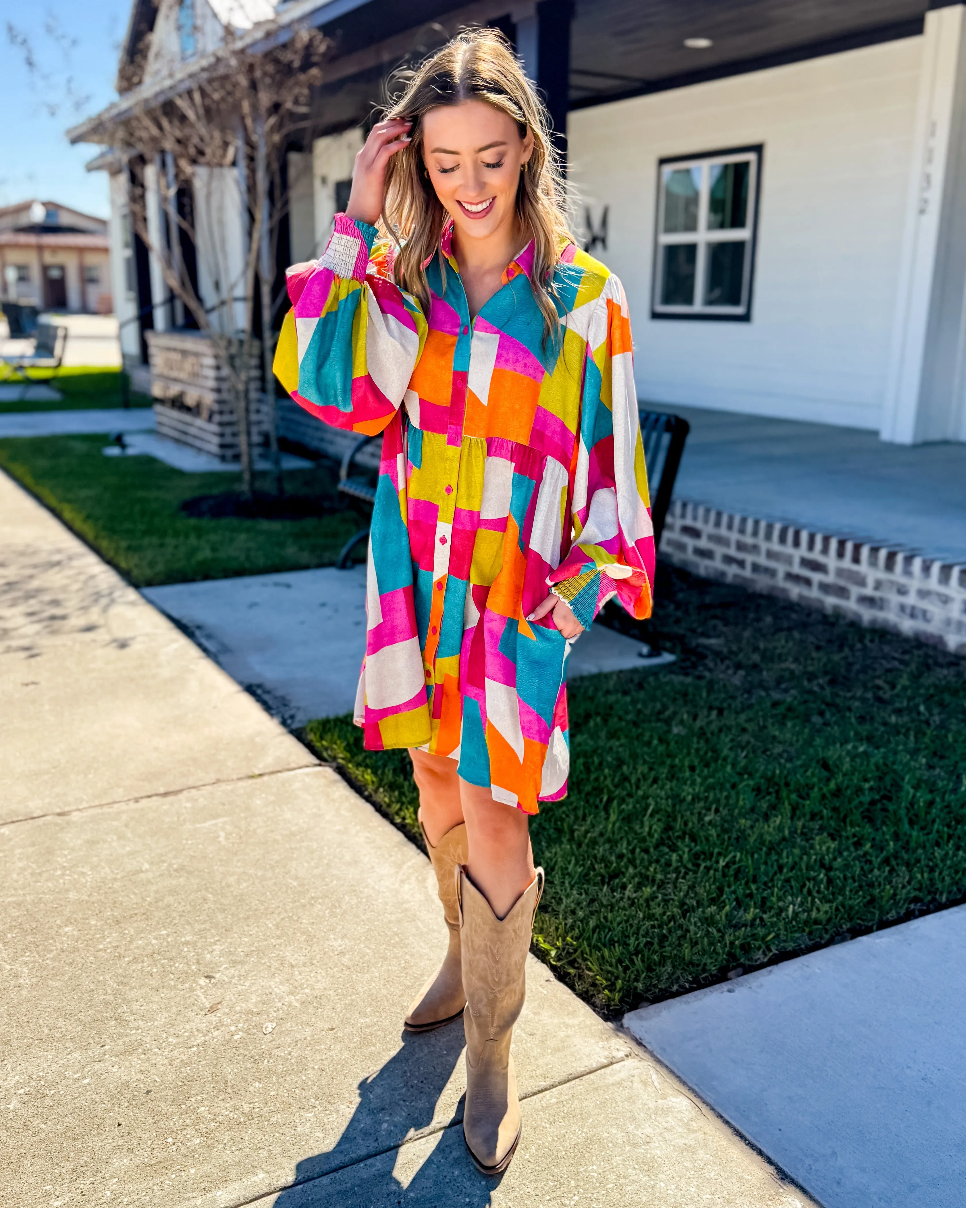 Multicolor Print Baby Doll Dress