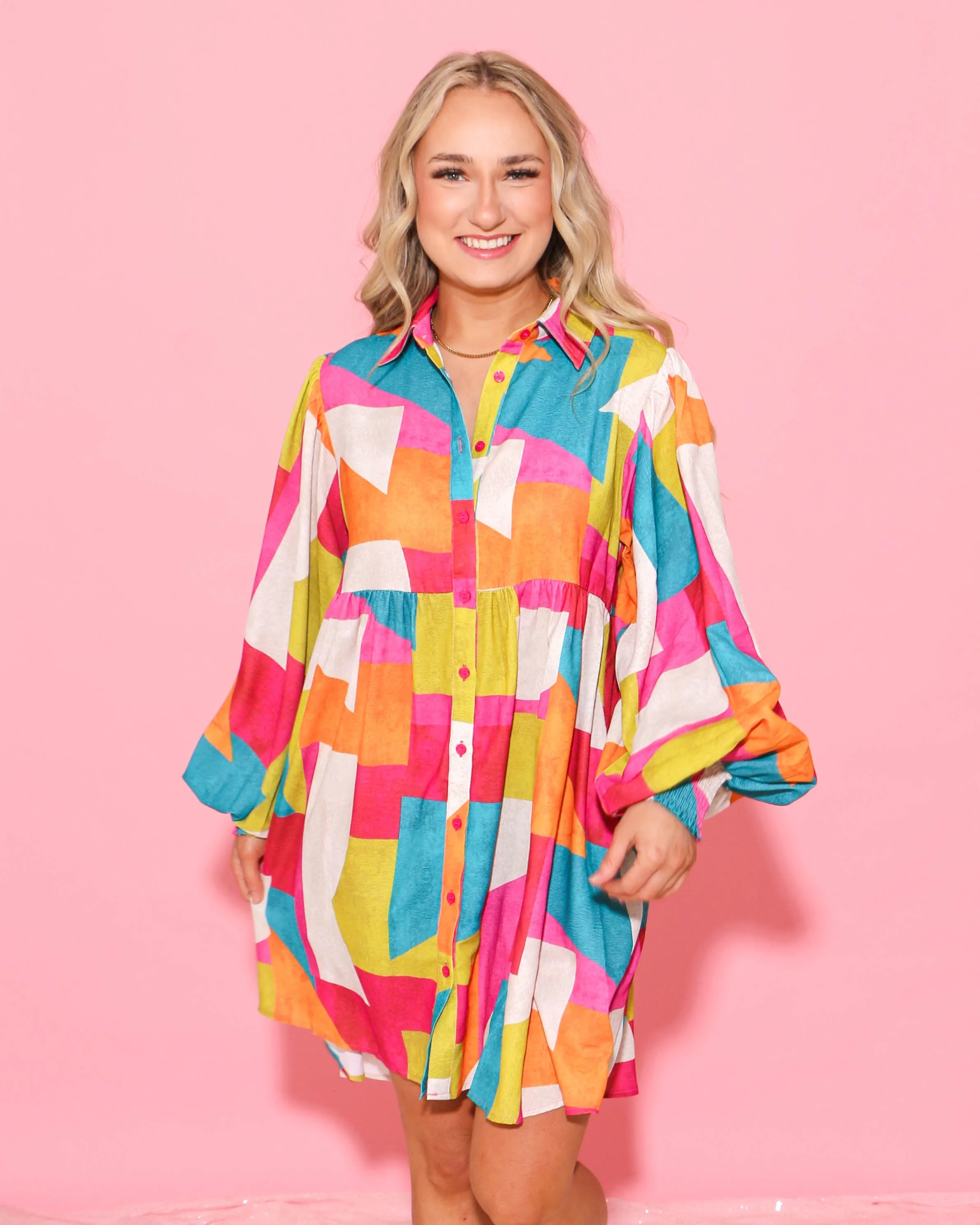 Multicolor Print Baby Doll Dress