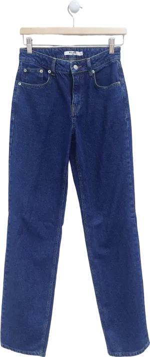 NA-KD Blue High Waist Fold Up Jeans UK 6