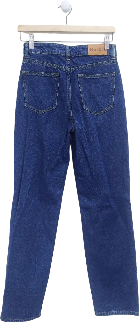 NA-KD Blue High Waist Fold Up Jeans UK 6