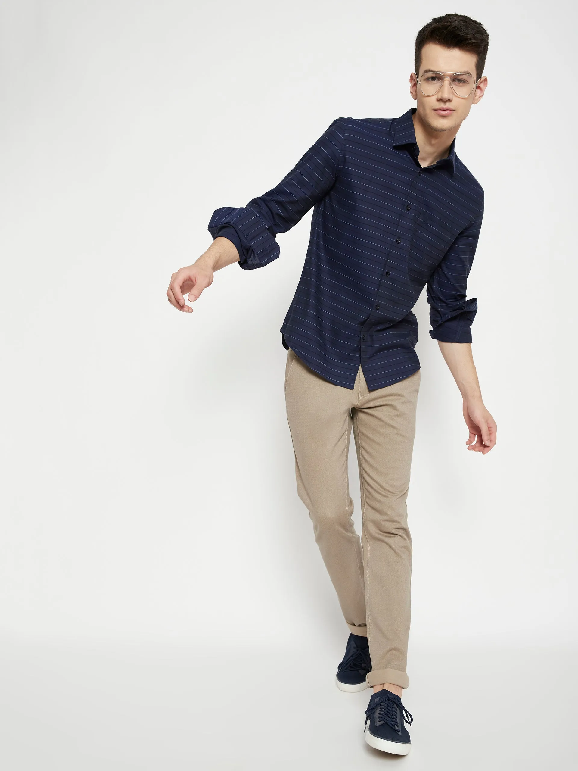 Navy Blue Striped shirt
