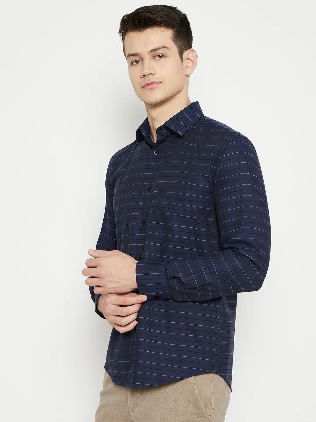 Navy Blue Striped shirt