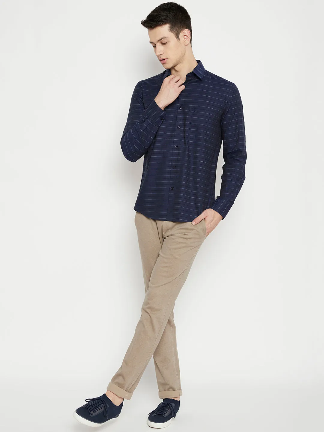 Navy Blue Striped shirt
