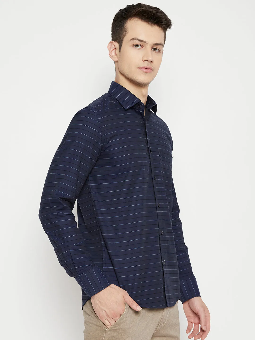 Navy Blue Striped shirt