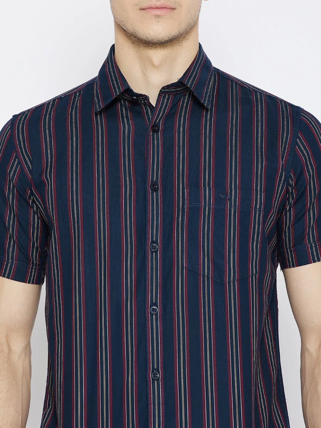 Navy Blue Striped Slim Fit shirt